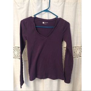 Gap Favorite Tee long-sleeve in purple, size Small